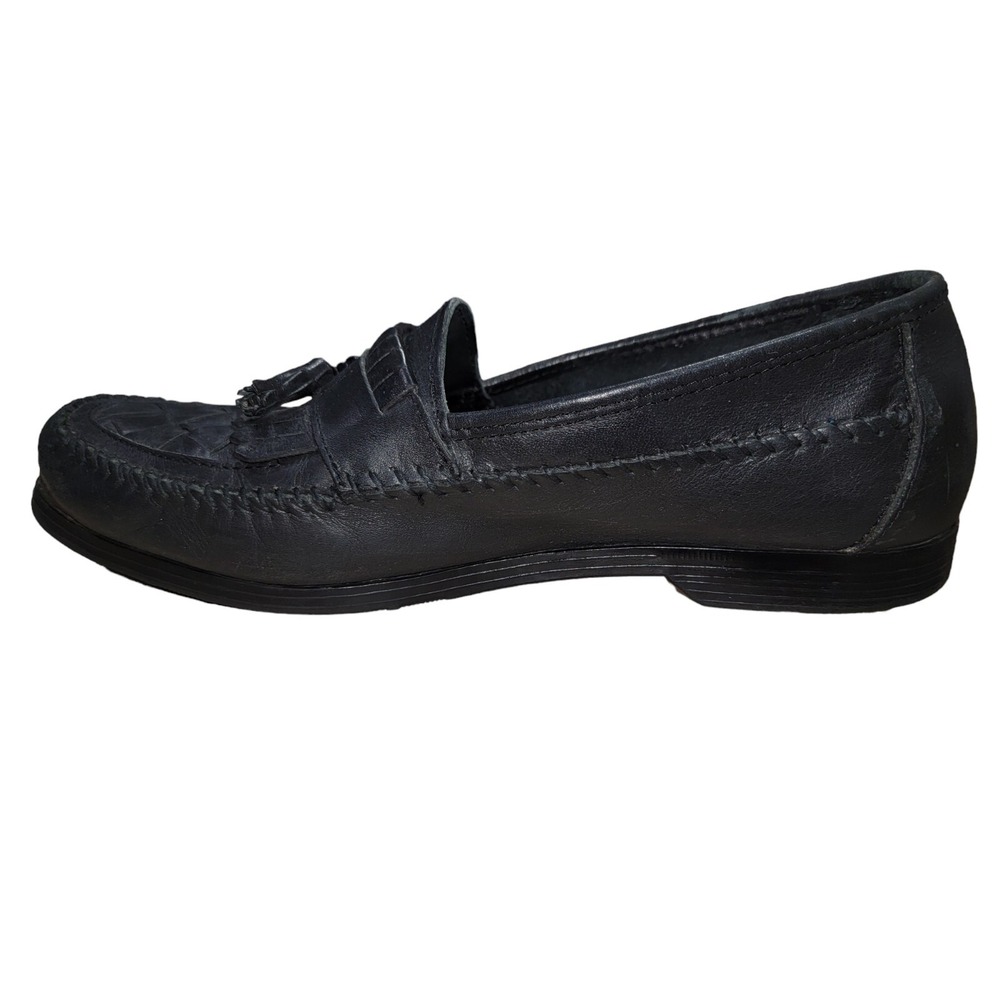 Earth Alan II Mens Black Leather Dress Tassel Loafer Weave Slip On Shoes Sz 11 - Picture 5 of 11